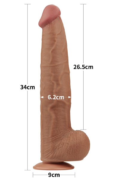 Lovetoy Gleitende Haut Zweischichtiger Dildo Braun 34 cm - XL Dildo 7