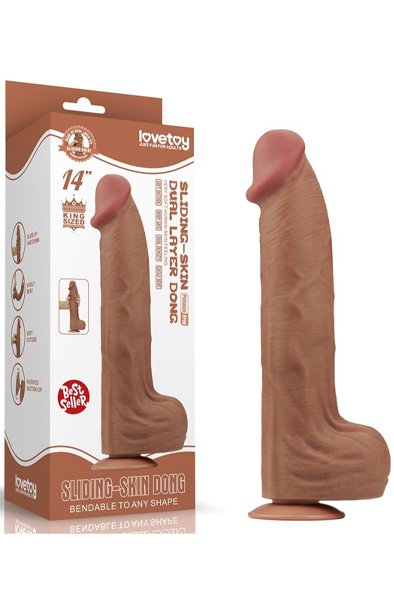 Lovetoy Gleithaut Doppelschicht Dildo Braun 36 cm - XL Dildo 8