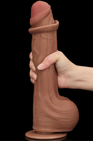 Lovetoy Gleithaut Dual-Layer Dildo Braun 29 cm - XL Dildo 2