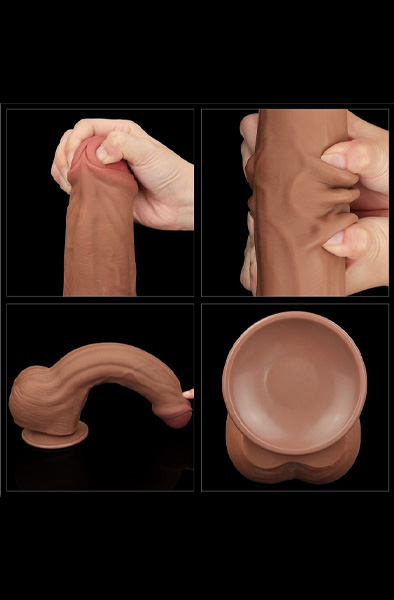 Lovetoy Gleithaut Dual-Layer Dildo Braun 29 cm - XL Dildo 5