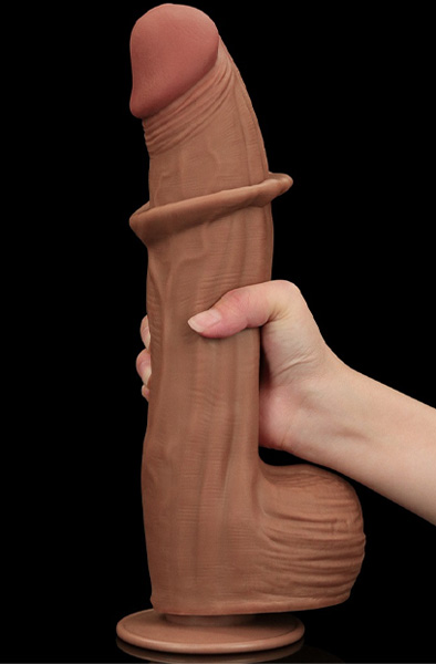 Lovetoy Gleithaut Dual-Layer Dildo Braun 31 cm - XL Dildo 2