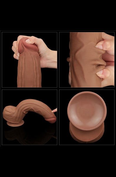 Lovetoy Gleithaut Dual-Layer Dildo Braun 31 cm - XL Dildo 6