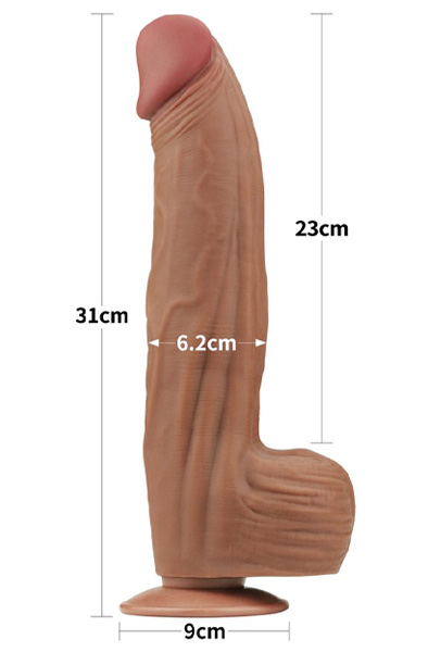 Lovetoy Gleithaut Dual-Layer Dildo Braun 31 cm - XL Dildo 7