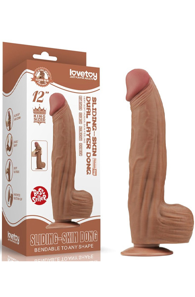 Lovetoy Gleithaut Dual-Layer Dildo Braun 31 cm - XL Dildo 8