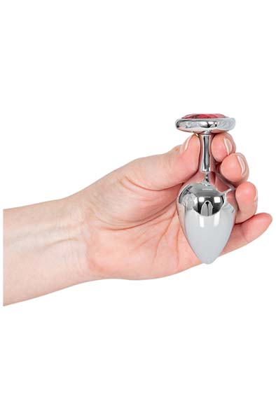 Loving Herz Analplug Silber/Rot Mittelgroß - Analplug aus Metall 2