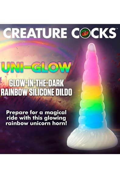 Luminescent Regenbogen-Silikon-Dildo 20 cm - Drachen-Dildo 2