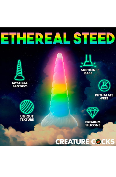 Luminescent Regenbogen-Silikon-Dildo 20 cm - Drachen-Dildo 3