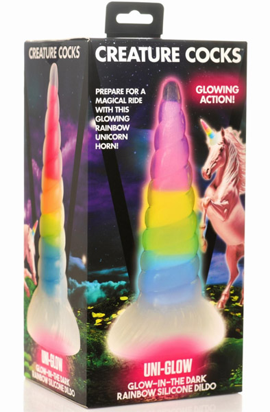 Luminescent Regenbogen-Silikon-Dildo 20 cm - Drachen-Dildo 6