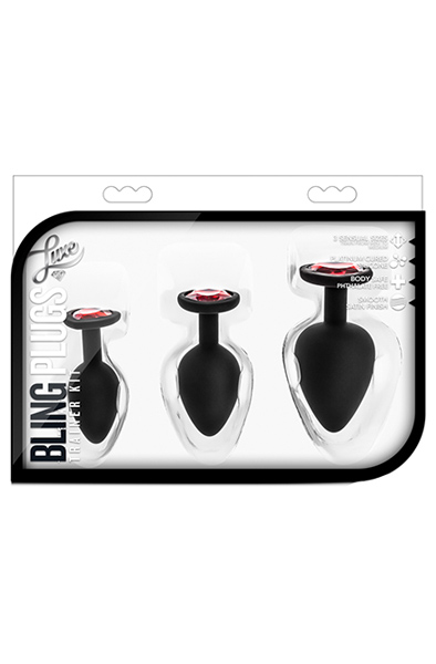 Luxe Bling Plugs Trainingsset mit roten Edelsteinen - Analplug Set 2