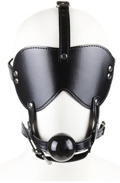 Mask With Gag Bling Ball Schwarz - Knebel mit Geschirr 1