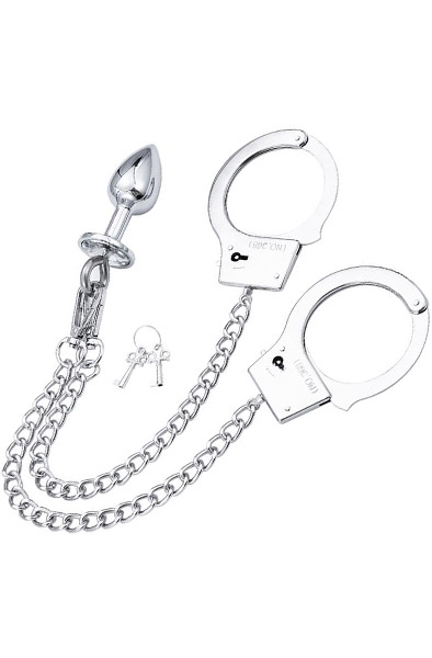 Metal Handschellen mit Analplug - Analplug aus Metall 1