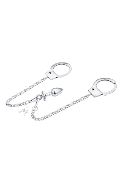 Metal Handschellen mit Analplug - Analplug aus Metall 2