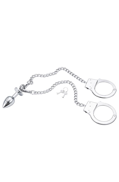 Metal Handschellen mit Analplug - Analplug aus Metall 3