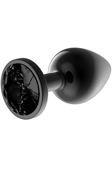 Metalic Butt Plug mit schwarzem Edelstein Größe M - Analplug aus Metall 1