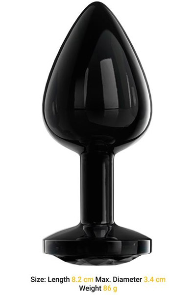 Metalic Butt Plug mit schwarzem Edelstein Größe M - Analplug aus Metall 2