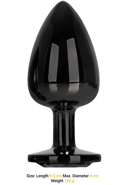 Metalic Butt Plug mit schwarzem Edelstein L - Analplug aus Metall 2