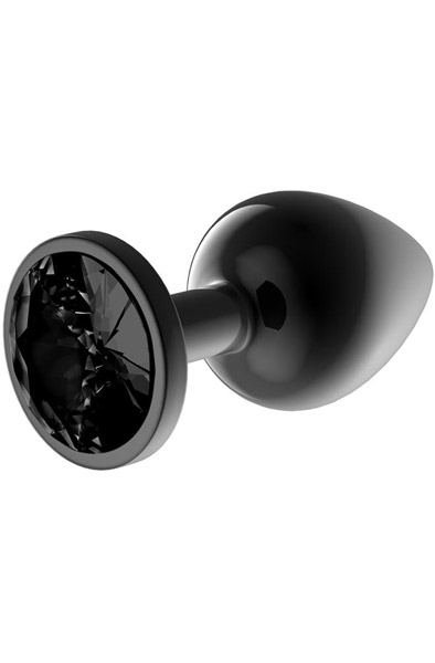 Metalic Butt Plug mit schwarzem Juwel S - Analplug aus Metall 1