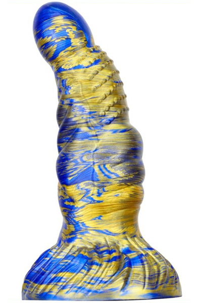 Metallic Fantasy Dildo Nirp Blue/Gold 18 cm - Drachen-Dildo 2