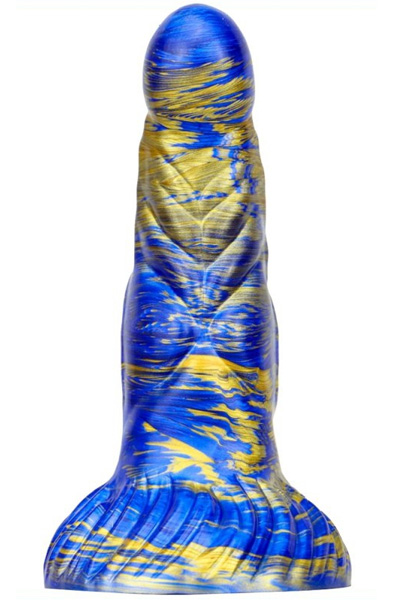 Metallic Fantasy Dildo Nirp Blue/Gold 18 cm - Drachen-Dildo 3