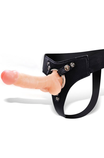 Mistress Elastischer Strap-on Silikondildo 18 cm - Umschnalldildo mit Geschirr 1