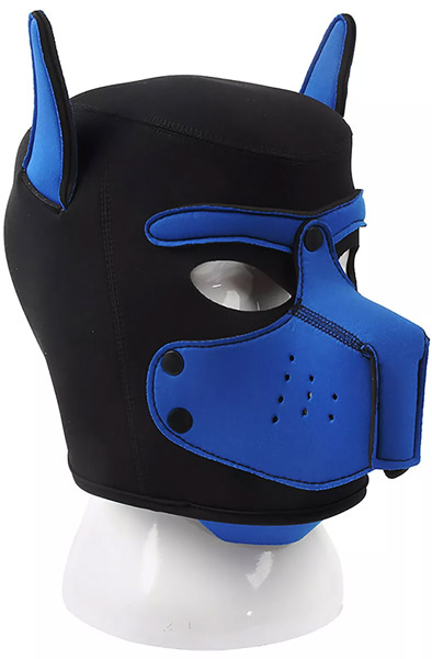 Neoprene Hundemaske in Schwarz-Blau - BDSM Maske 1