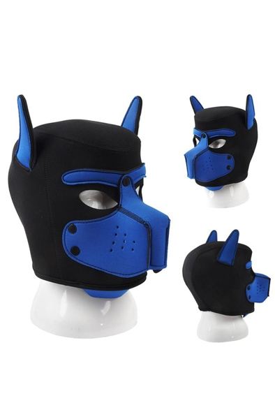 Neoprene Hundemaske in Schwarz-Blau - BDSM Maske 2