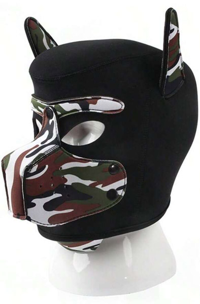 Neoprene Hundemaske in Schwarz-Camouflage - BDSM Maske 1