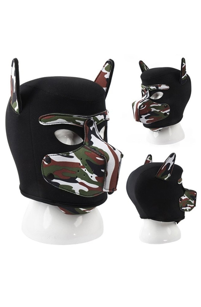 Neoprene Hundemaske in Schwarz-Camouflage - BDSM Maske 2