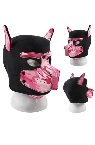 Neoprene Hundemaske in Schwarz-Camouflage Rosa - BDSM Maske 2