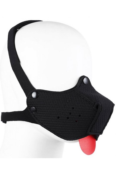 Neoprene Puppy Schwarze Schnauze + Zunge - BDSM Maske 1