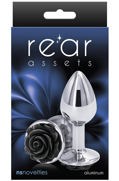 NS Novelties Rose Buttplug Mittelgroß Schwarz - Analplug aus Metall 2