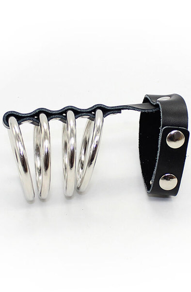 Ohmama Fetish Leather Strap Metal Cock Ring - Penis- und Hodensackringe 2