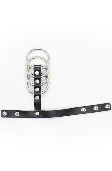 Ohmama Fetish Leather Strap Metal Cock Ring - Penis- und Hodensackringe 3
