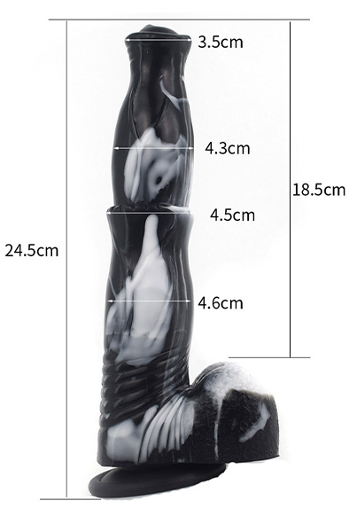 Orzyl Dildo Schwarz/Weiß 24,5 cm - Drachen-Dildo 2