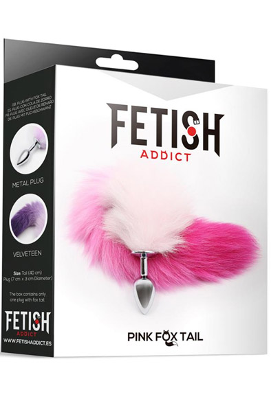 Pink & Weißer Kunstschwanz mit Edelstahl Plug S - Analplug in Tierform 3