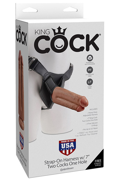 Pipedream Geschirr Zwei Schwänze Ein Loch 18 cm - Doppeldildo Umschnalldildo 4