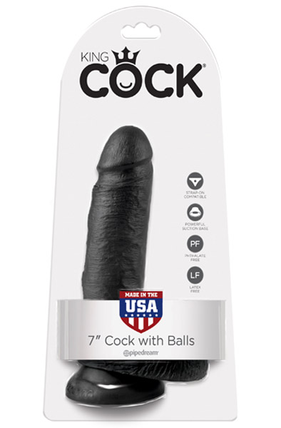Pipedream King Cock mit Hoden Schwarz 18 cm - Dildo 6