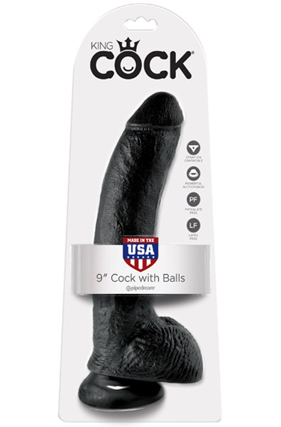 Pipedream King Cock mit Hoden Schwarz 23 cm - Dildo 4