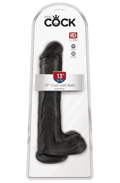 Pipedream King Cock mit Hoden Schwarz 33cm - XL Dildo 3