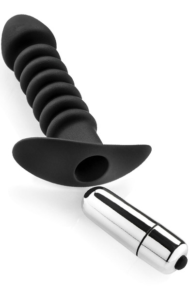Premium Gerippter Butt Plug mit starkem Vibrationsbullet - Vibrierender Analplug 2