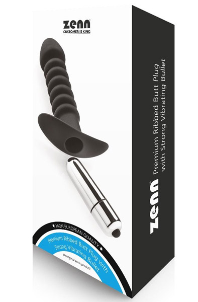 Premium Gerippter Butt Plug mit starkem Vibrationsbullet - Vibrierender Analplug 3