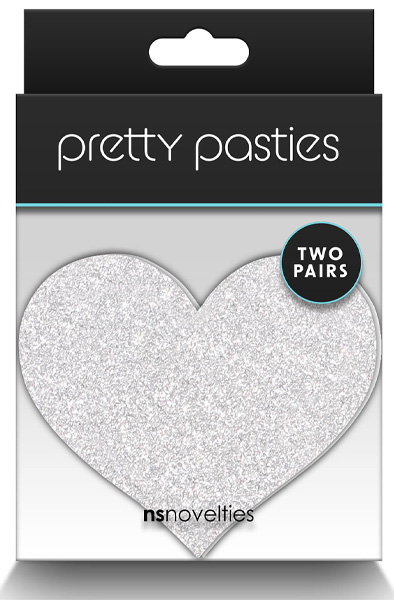 Pretty Pasties Glitter Hearts Red Silver 2 Pair - Brustwarzenkappen 2