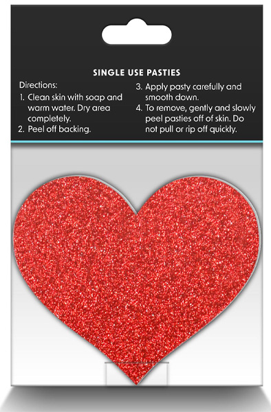Pretty Pasties Glitter Hearts Red Silver 2 Pair - Brustwarzenkappen 3