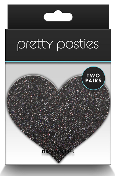 Pretty Pasties Glitzer-Herzen Schwarz Gold 2 Paar - Brustwarzenkappen 2
