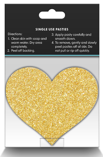 Pretty Pasties Glitzer-Herzen Schwarz Gold 2 Paar - Brustwarzenkappen 3