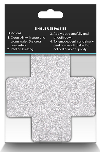 Pretty Pasties Glitzer-Kreuz in Rot und Silber 2 Paar - Brustwarzenkappen 3