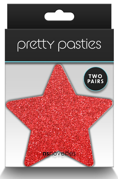 Pretty Pasties Glitzersterne Rot Silber 2 Paar - Brustwarzenkappen 2