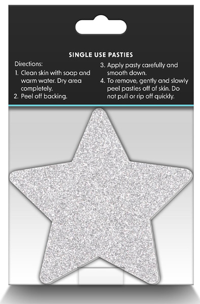 Pretty Pasties Glitzersterne Rot Silber 2 Paar - Brustwarzenkappen 3