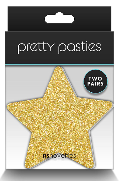 Pretty Pasties Glitzersterne Schwarz Gold 2 Paar - Brustwarzenkappen 2