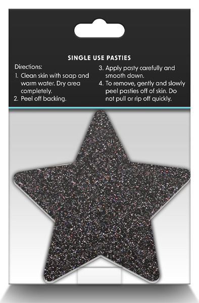 Pretty Pasties Glitzersterne Schwarz Gold 2 Paar - Brustwarzenkappen 3